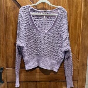 Free People Lilac Open-Knit Women's Sweater
